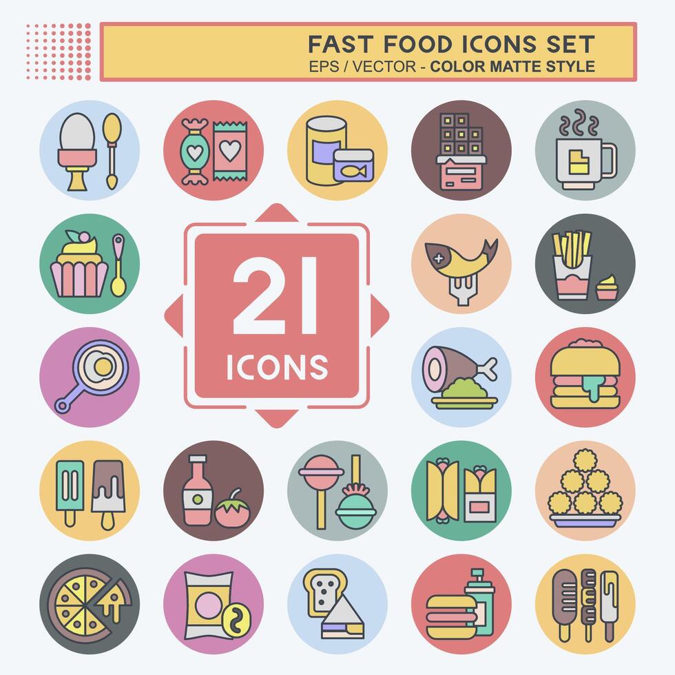 Icon Set Fast Food. related to Restaurant symbol. color mate style. simple design editable. simple illustration vector