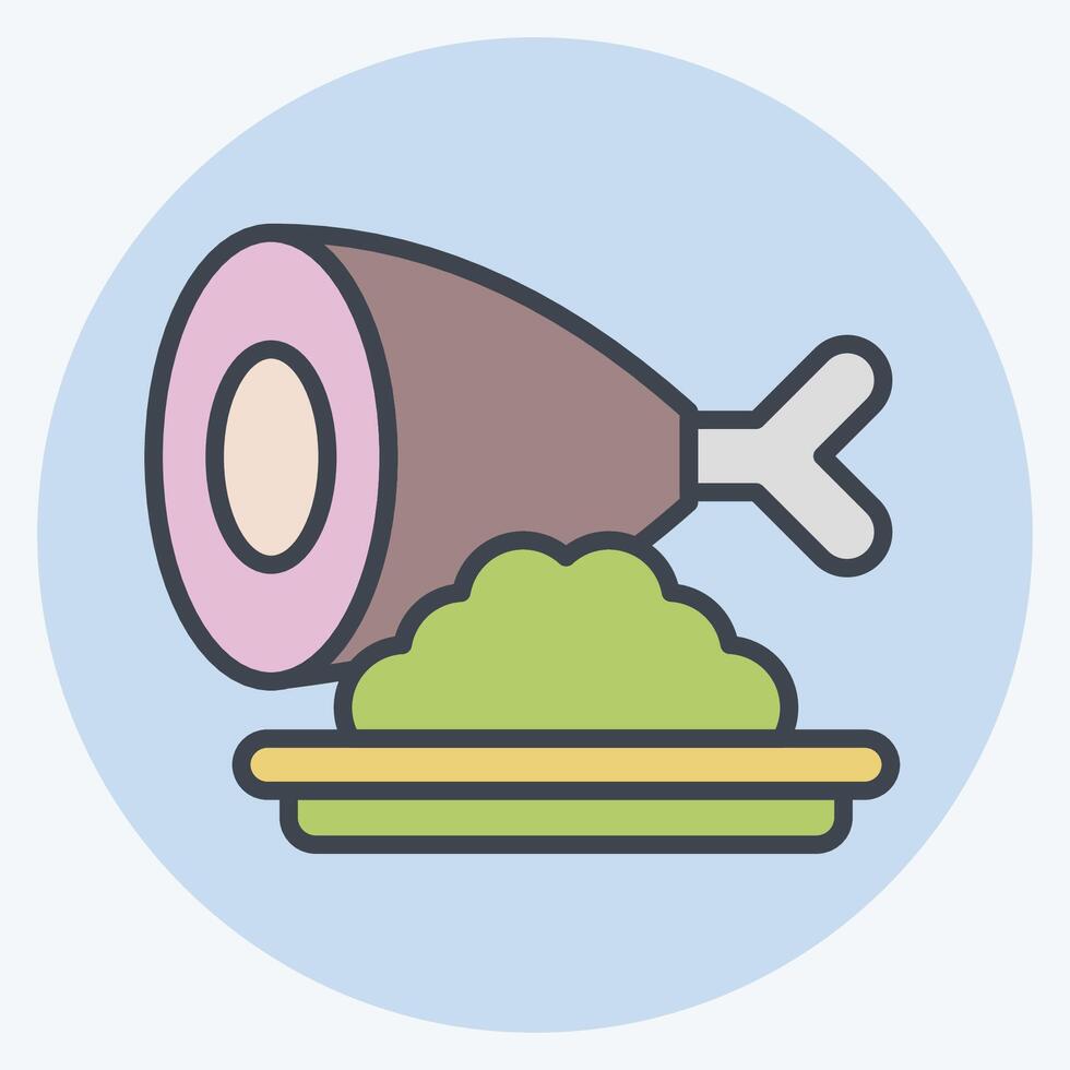 Icon Ham. related to Fast Food symbol. color mate style. simple design editable. simple illustration vector