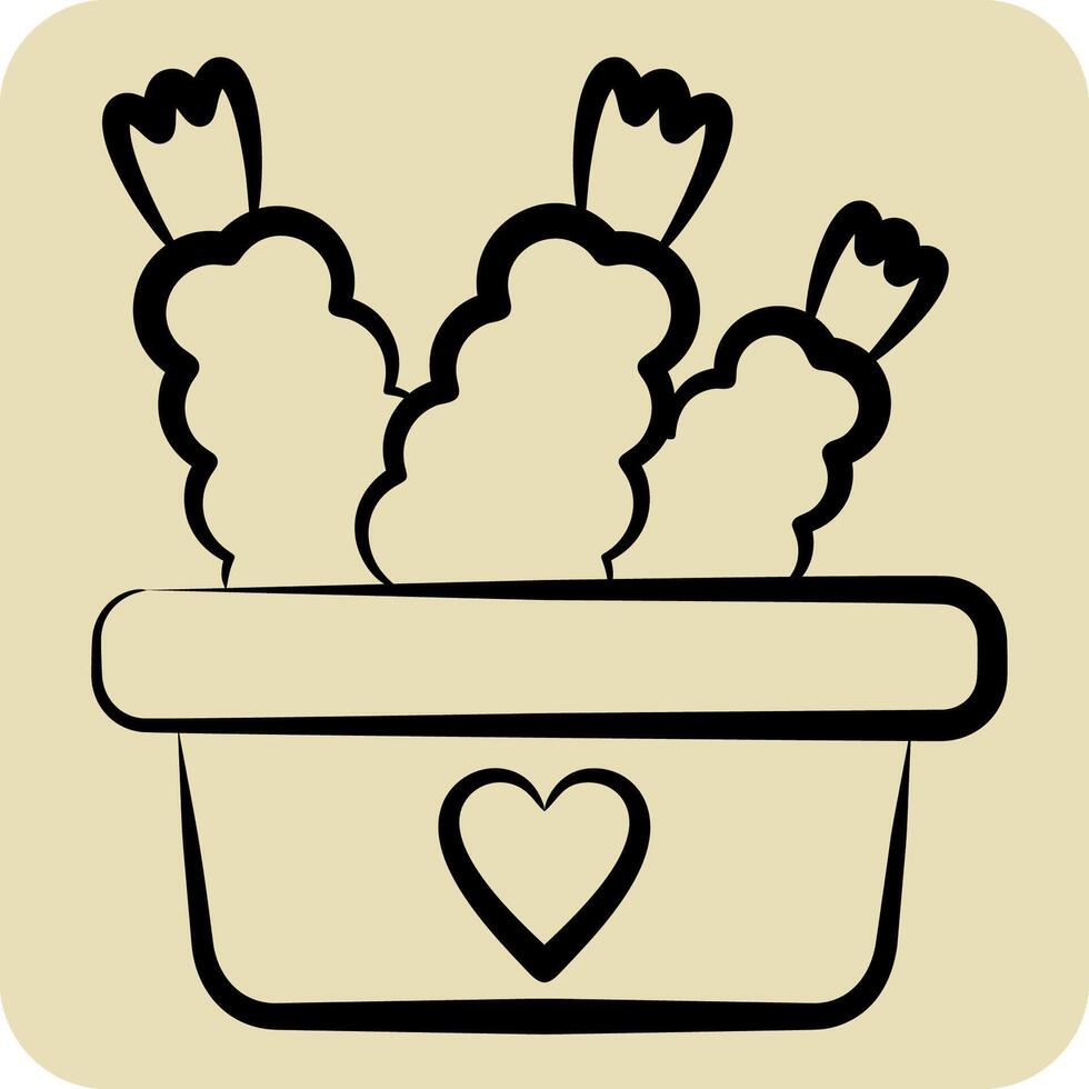Icon Lunch Box. related to Picnic symbol. hand drawn style. simple design editable. simple illustration vector