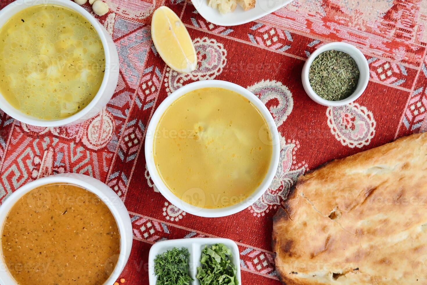 Assorted Food Bowls Arranged on Table photo