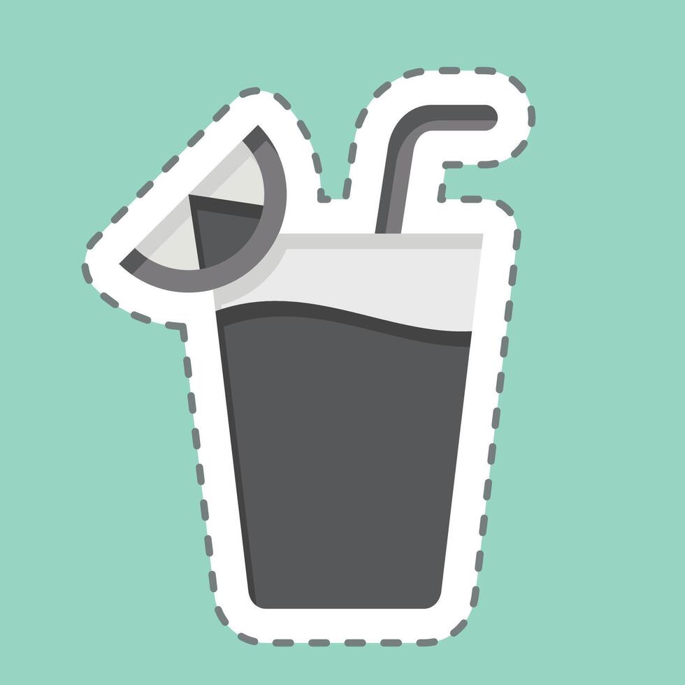Sticker line cut Cocktail 2. related to Cocktails,Drink symbol. simple design editable. simple illustration vector