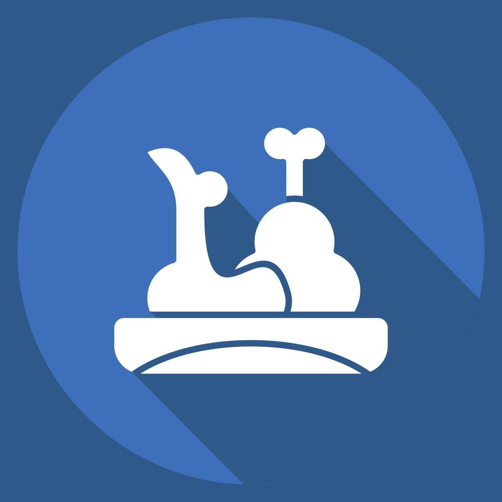 Icon Chicken Leg. related to Picnic symbol. long shadow style. simple design editable. simple illustration vector