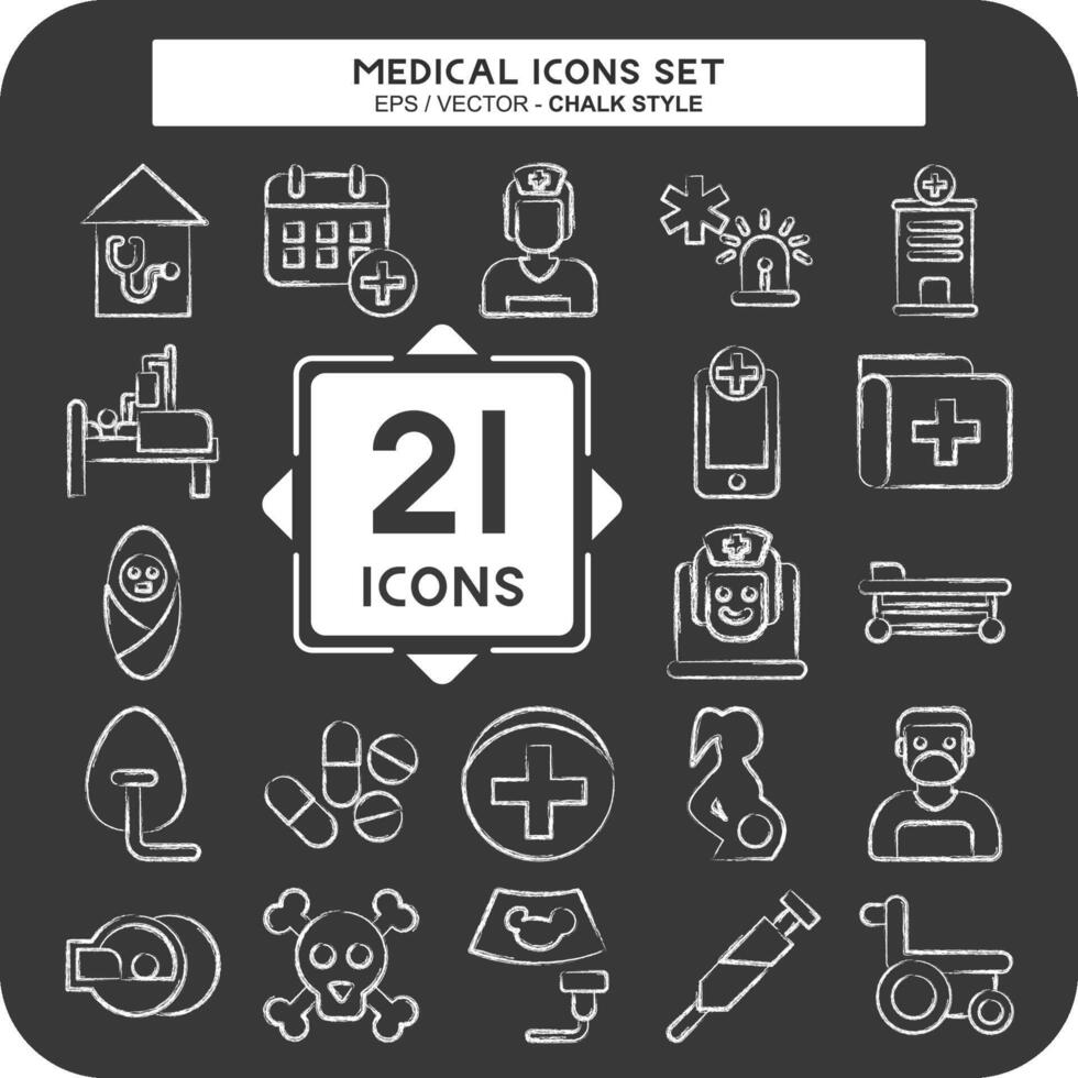 icono conjunto médico. relacionado a farmacia símbolo. tiza estilo. sencillo diseño editable. sencillo ilustración vector