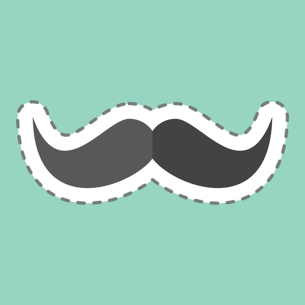 Sticker line cut Mustache. related to Fashion symbol. simple design editable. simple illustration vector