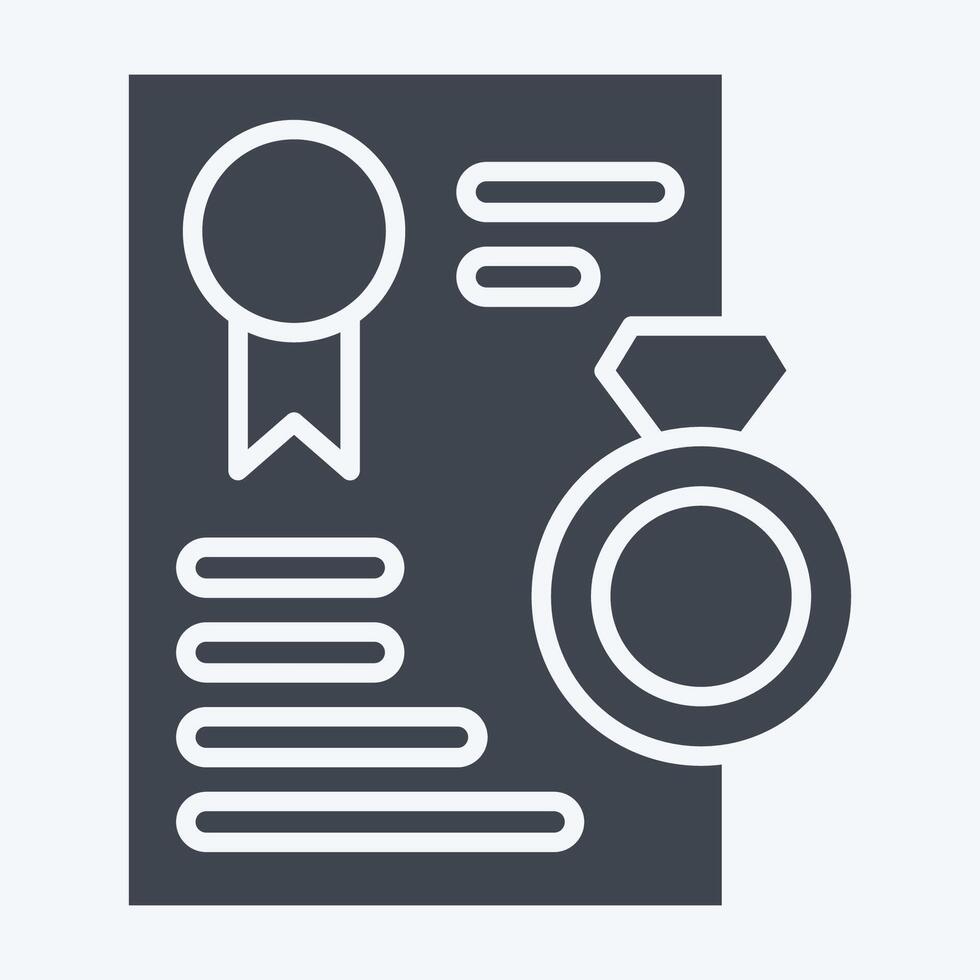 Icon Certificate. related to Jewelry symbol. glyph style. simple design editable. simple illustration vector