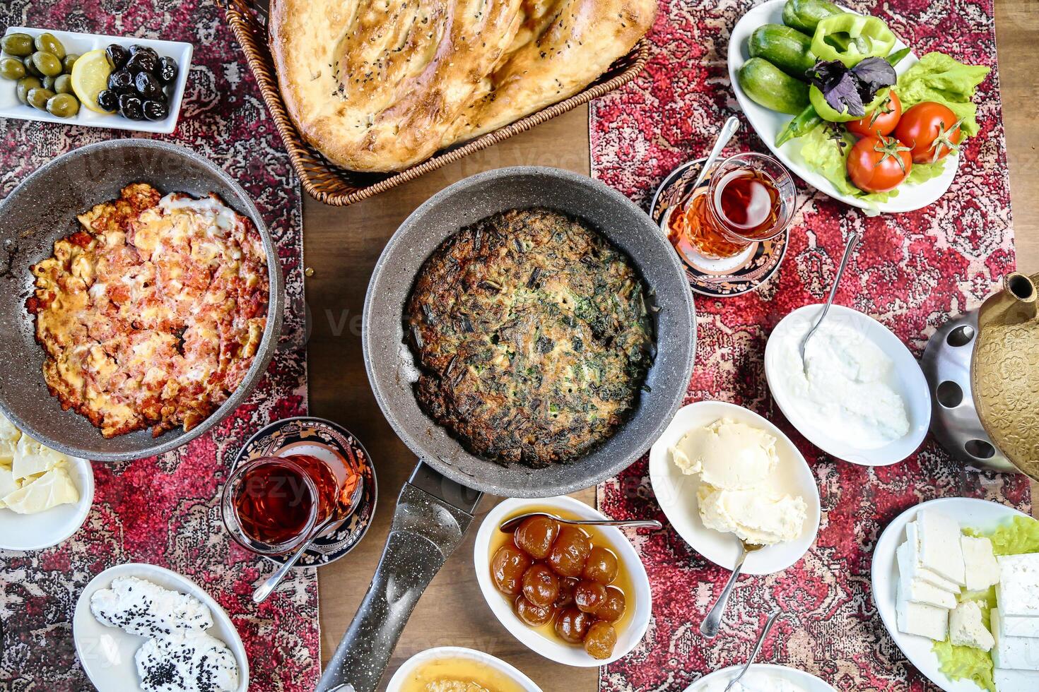 Bountiful Spread of Food and Drinks on a Table photo