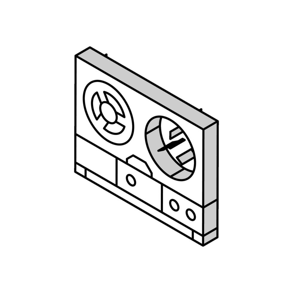 turntable tape retro music isometric icon vector illustration