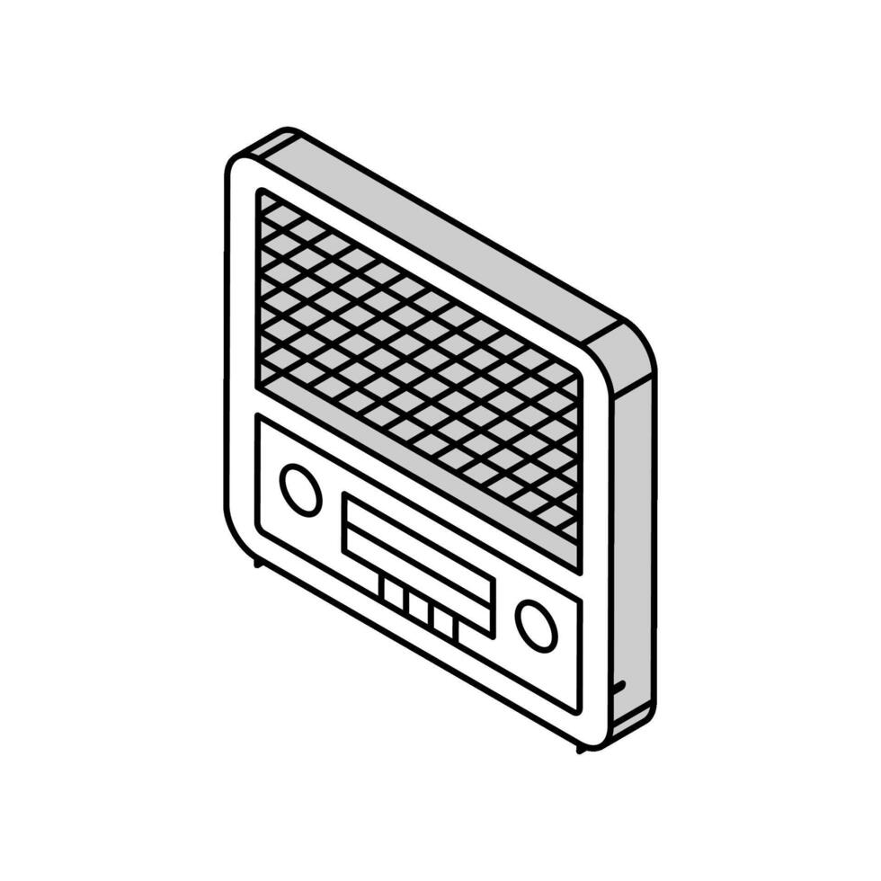 retro radio music isometric icon vector illustration