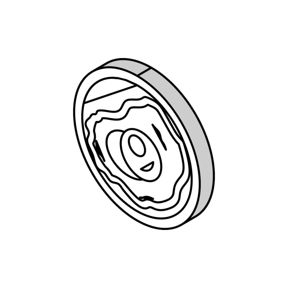 frito huevo pollo isométrica icono vector ilustración
