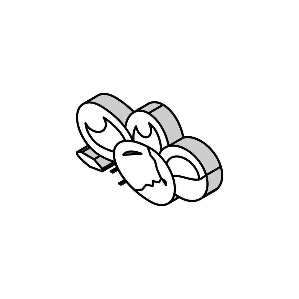 egg chicken shell isometric icon vector illustration