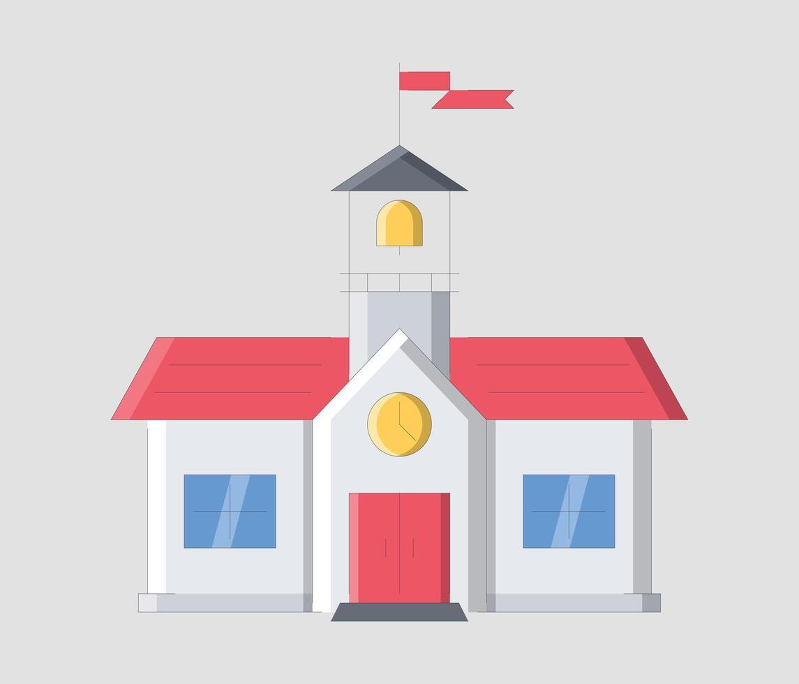 School building icon in flat illustration vector