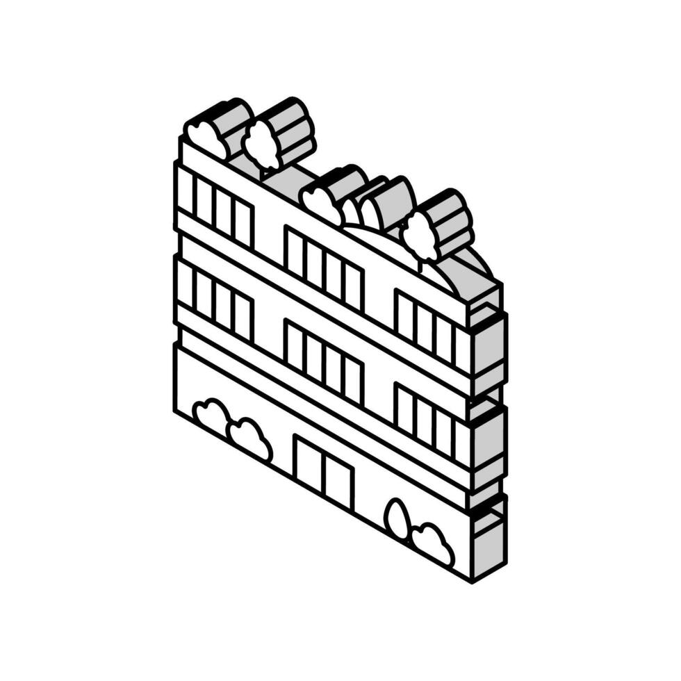 verde edificio ambiental isométrica icono vector ilustración