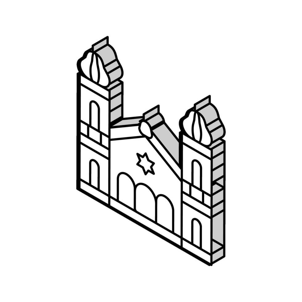 synagogue building jewish isometric icon vector illustration