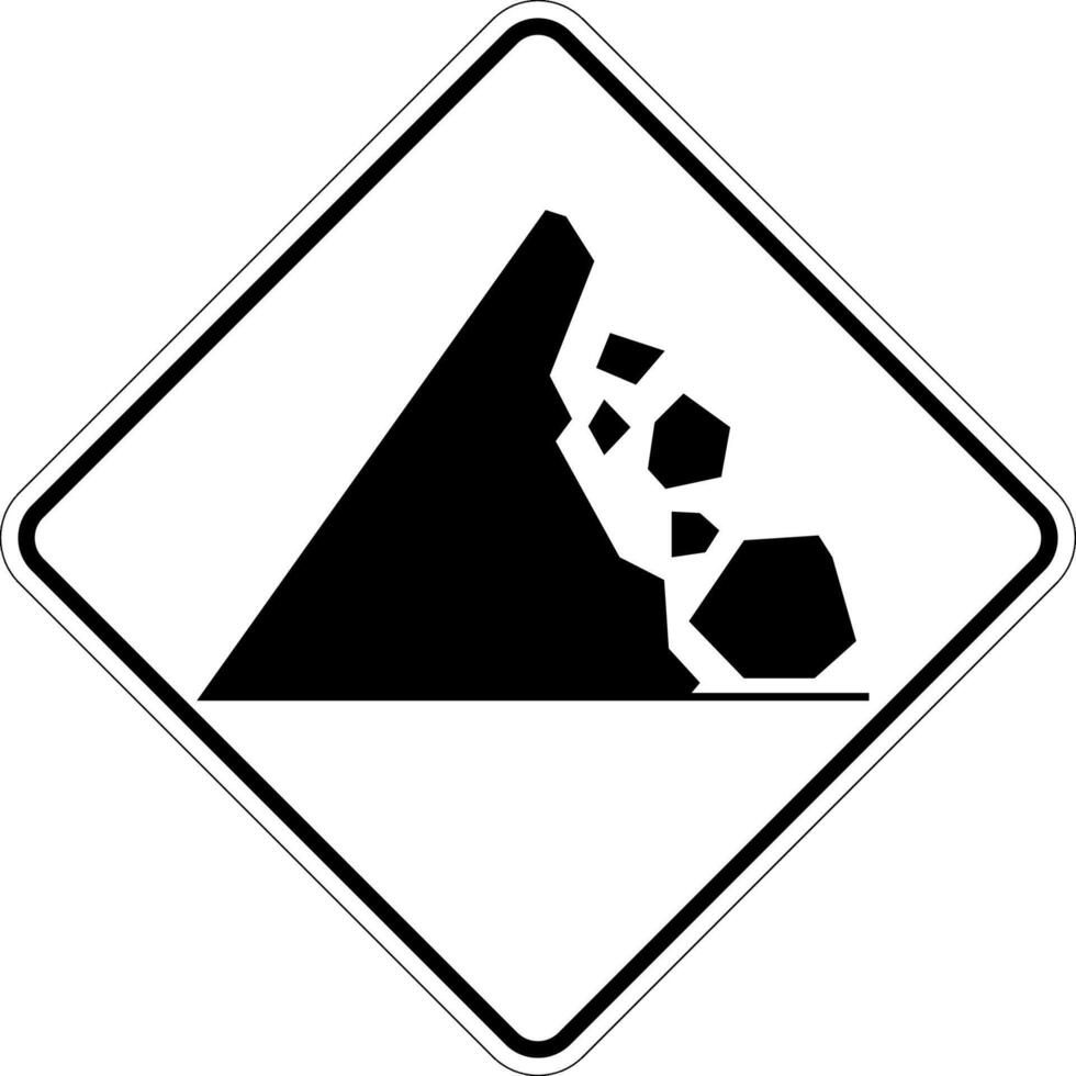 Road Warning Sign, Mountain Rocks Falling Symbol vector