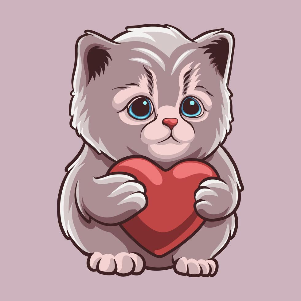 gato amor mascota genial ilustración para tu marca negocio vector