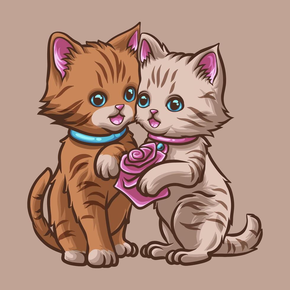 gato amor mascota genial ilustración para tu marca negocio vector