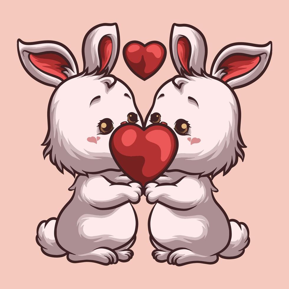 conejito amor mascota genial ilustración para tu marca negocio vector