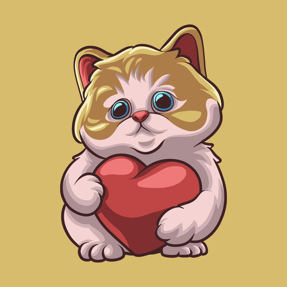 gato amor mascota genial ilustración para tu marca negocio vector