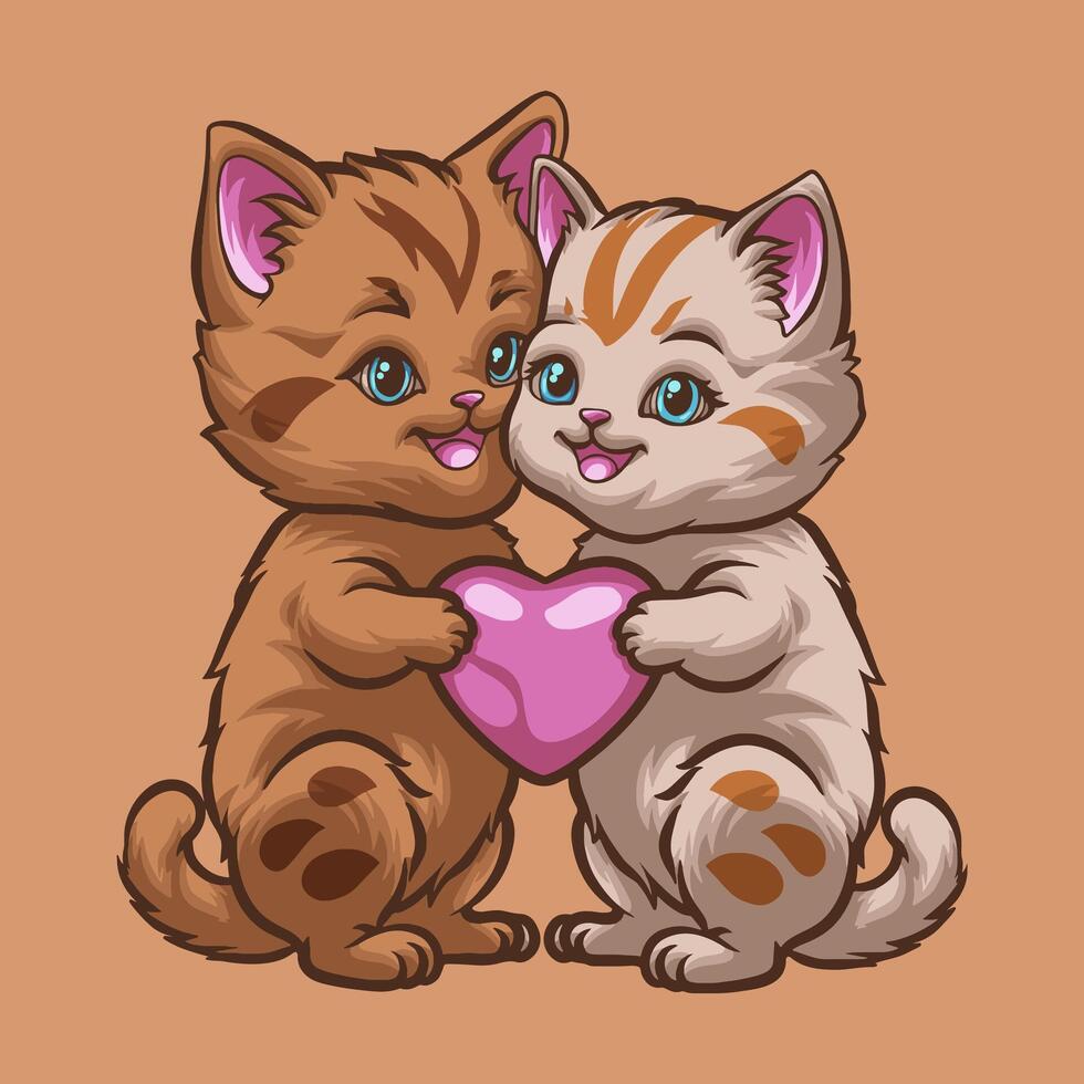 gato amor mascota genial ilustración para tu marca negocio vector