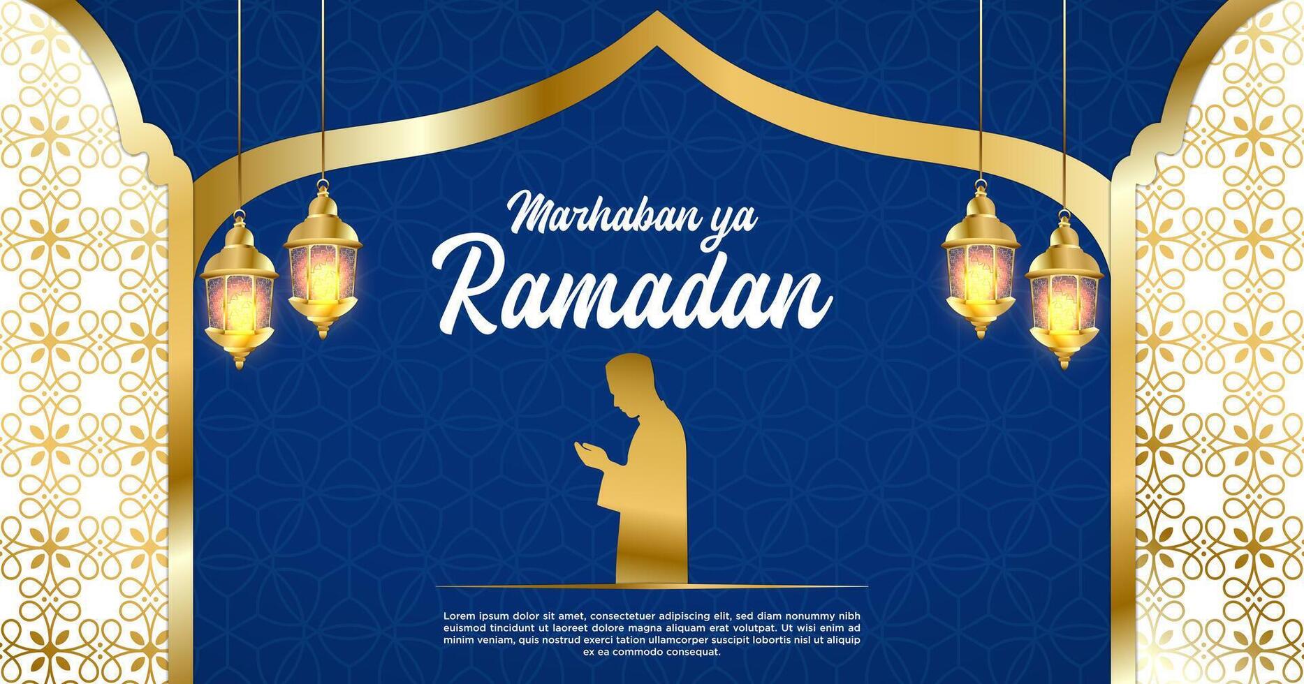 Vector Blue Luxury Ramadan Kareem Banner Template