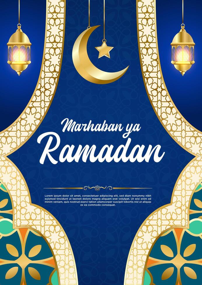 Vector Blue Luxury Ramadan Kareem Poster Template