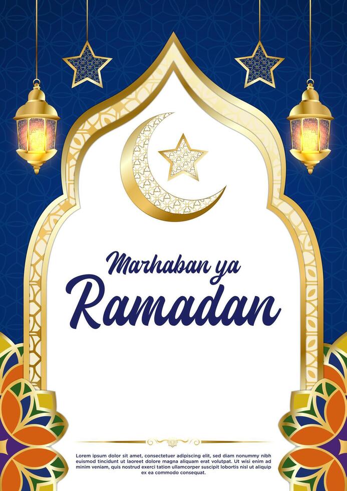 vector azul lujo Ramadán kareem póster modelo