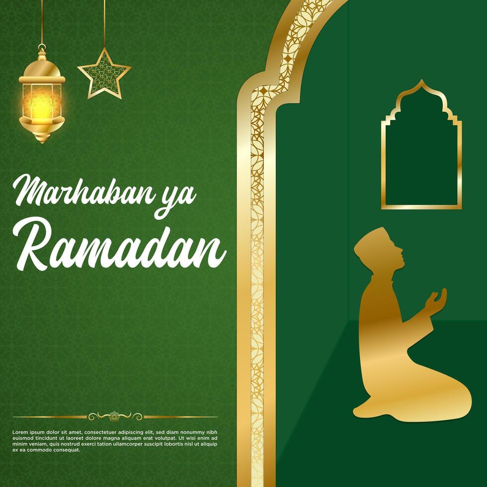 Vector Green Luxury Ramadan Kareem Social Media Post Template