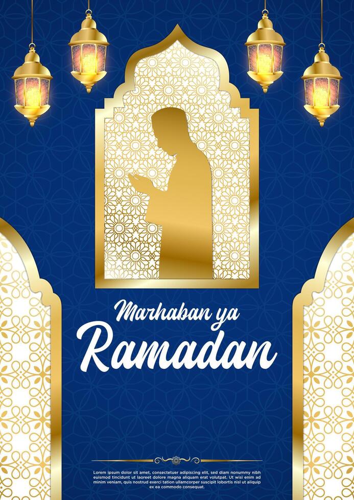 Vector Blue Luxury Ramadan Kareem Poster Template