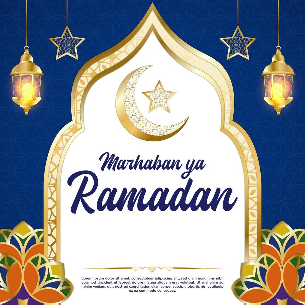 Vector Marhaban ya Ramadan Social Media Post Template