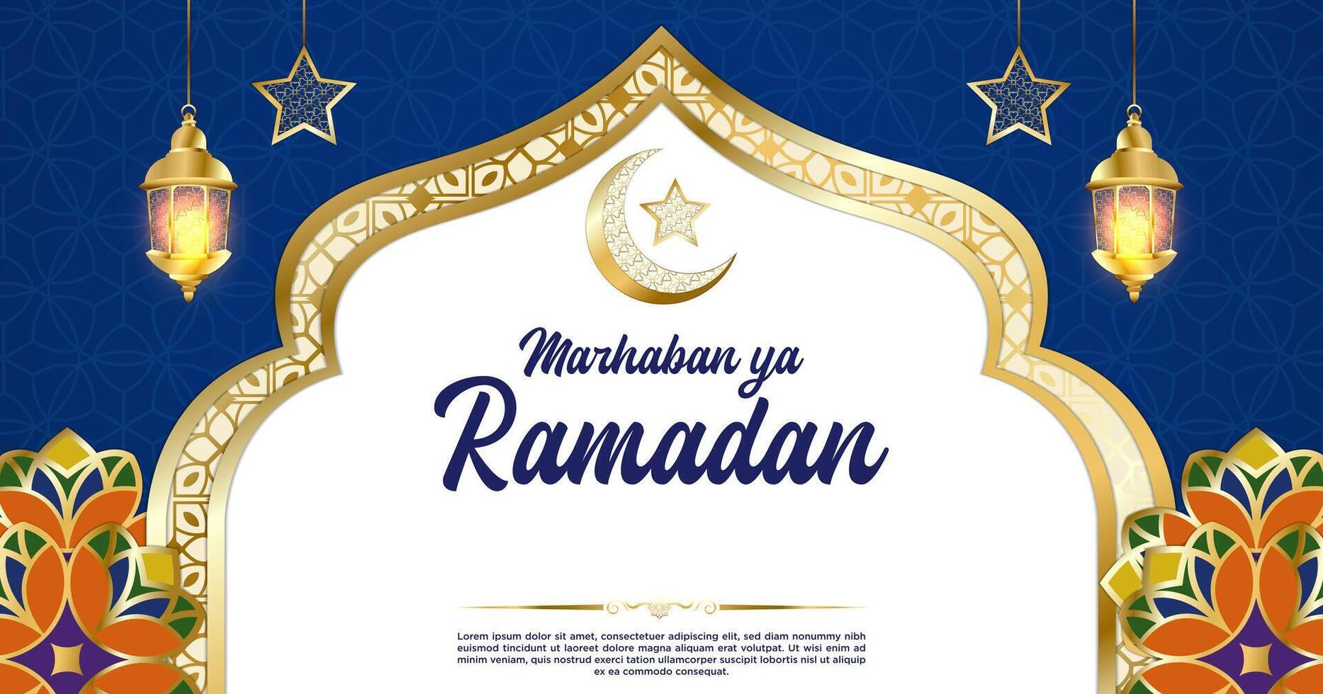 Vector Blue Luxury Ramadan Kareem Banner Template