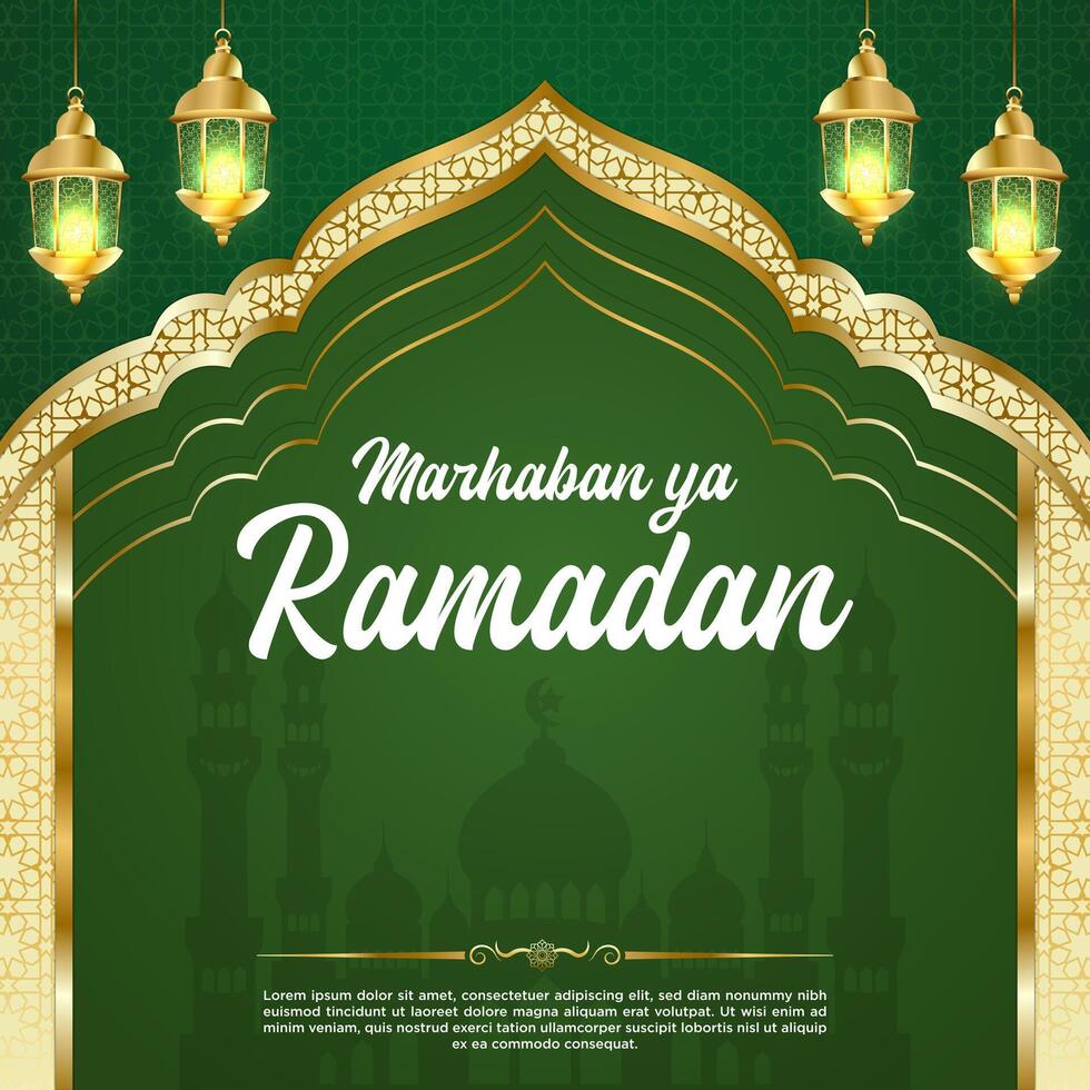 vector verde lujo Ramadán kareem social medios de comunicación enviar modelo