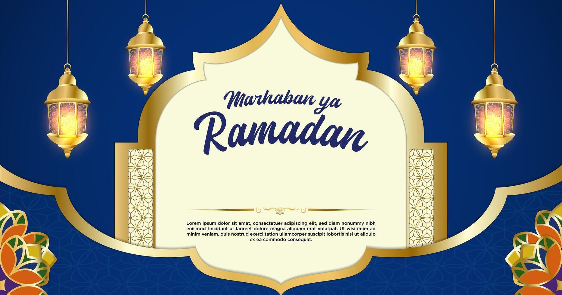 Vector Blue Luxury Ramadan Kareem Banner Template