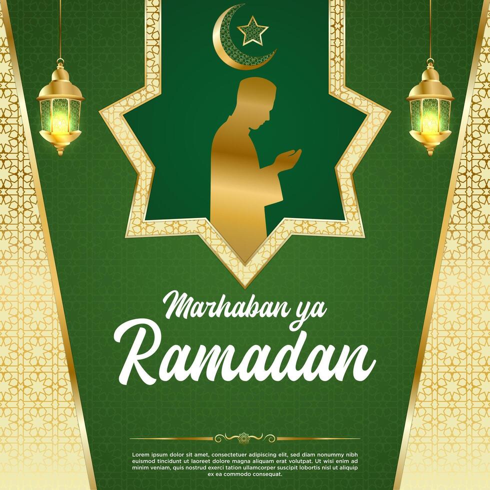 Vector Green Luxury Ramadan Kareem Social Media Post Template