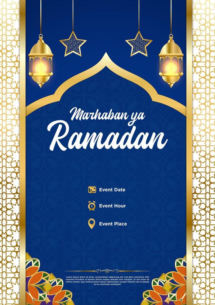 vector azul lujo Ramadán kareem póster modelo