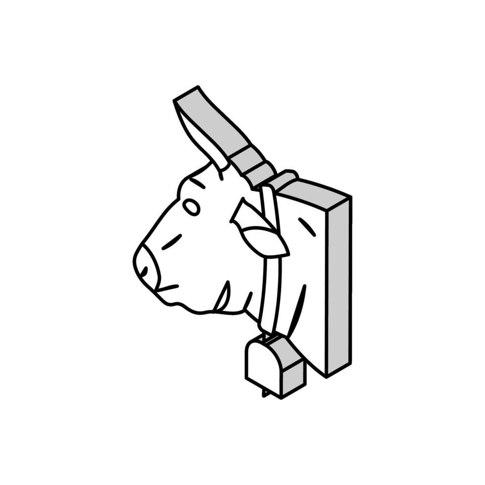 cow with bell isometric icon vector illustration