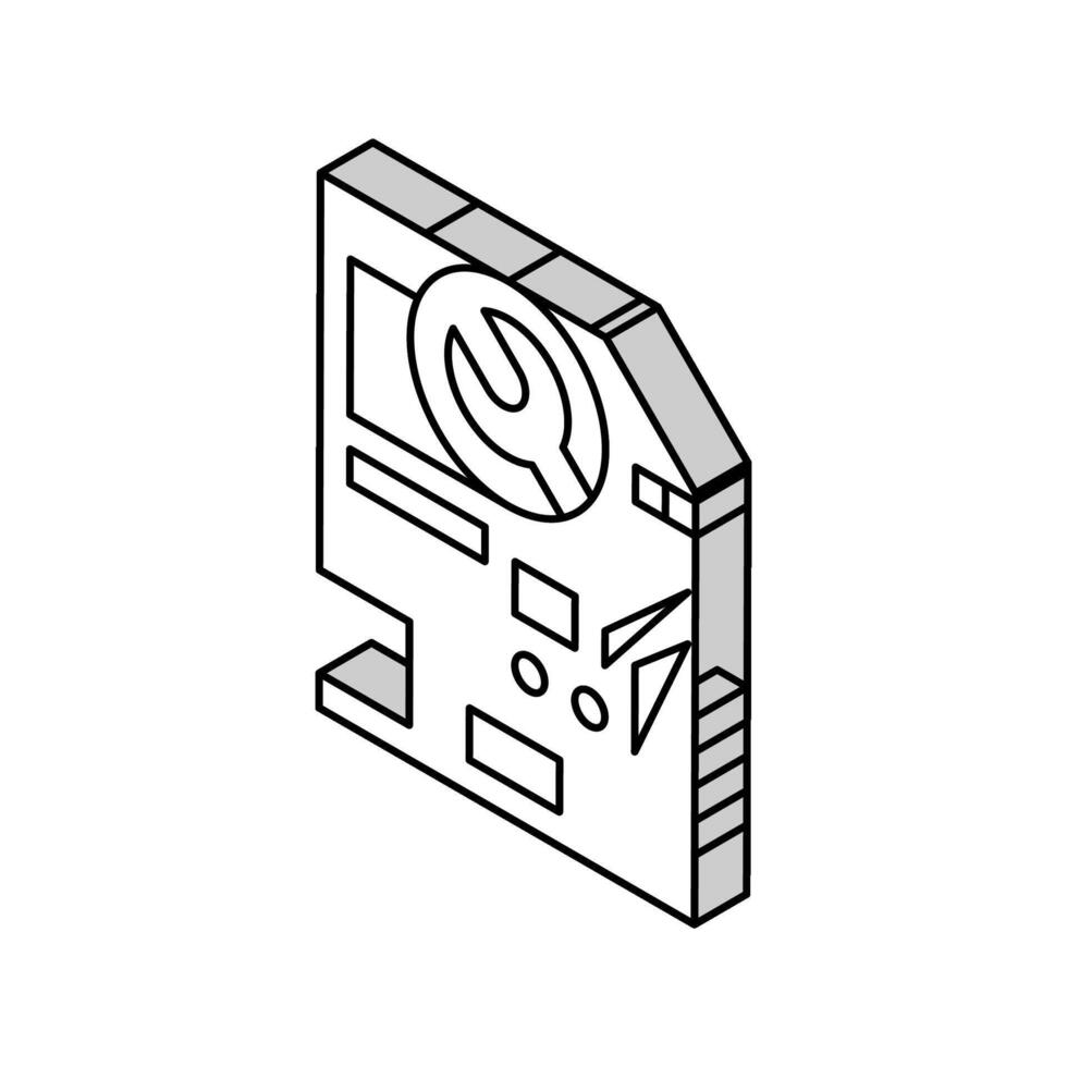 tarjeta madre reparar computadora isométrica icono vector ilustración