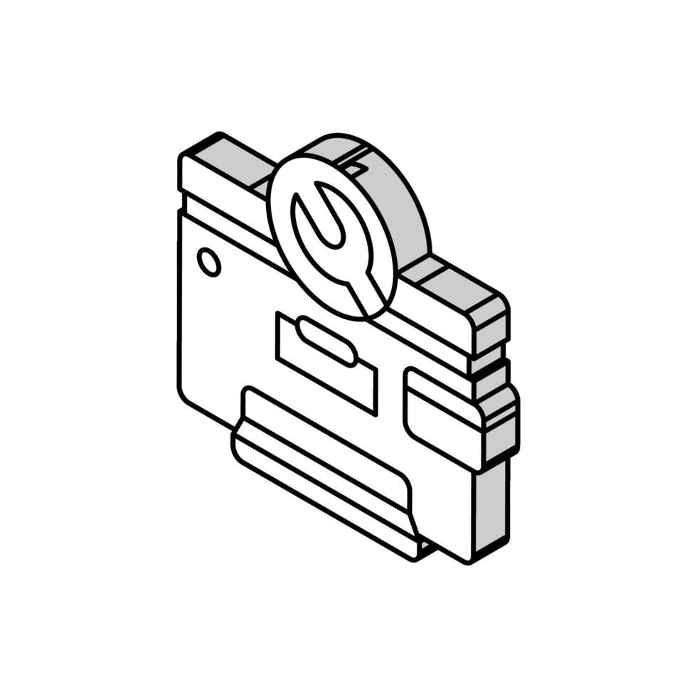 impresora fijación reparar computadora isométrica icono vector ilustración