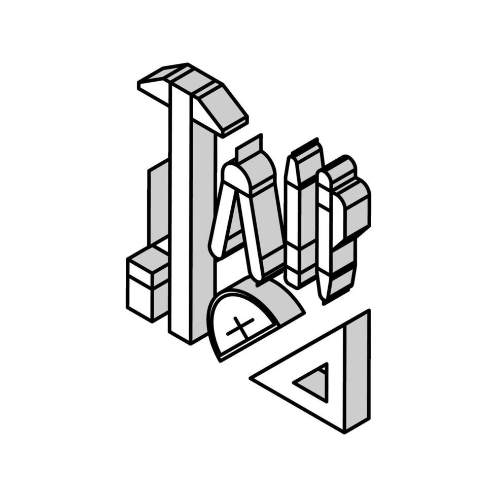 redacción herramientas arquitectónico caballo isométrica icono vector ilustración
