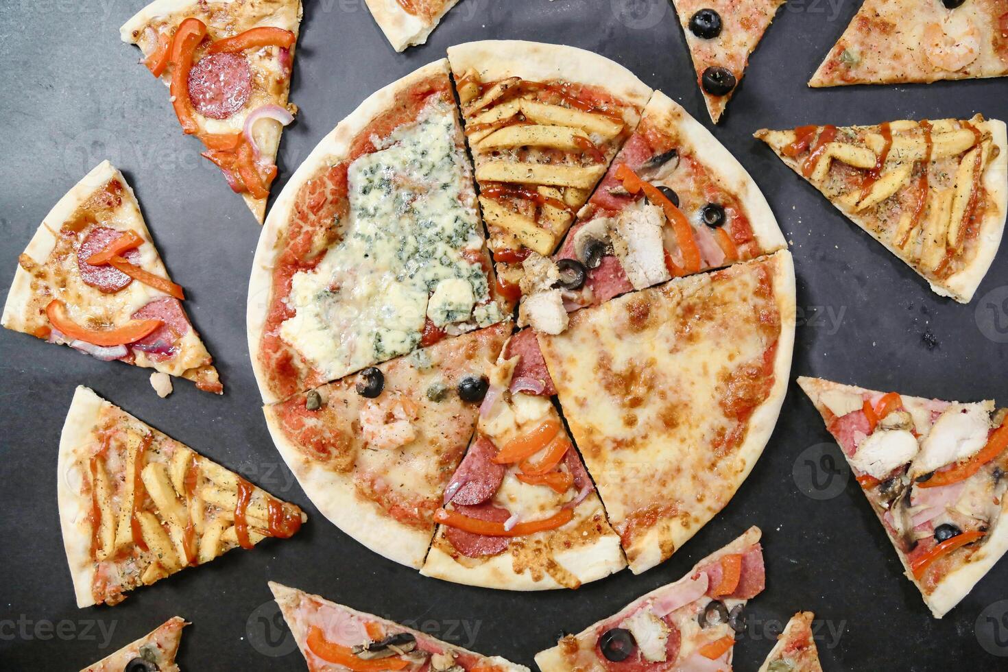 Sliced Pizza With Multiple Pieces Removed photo