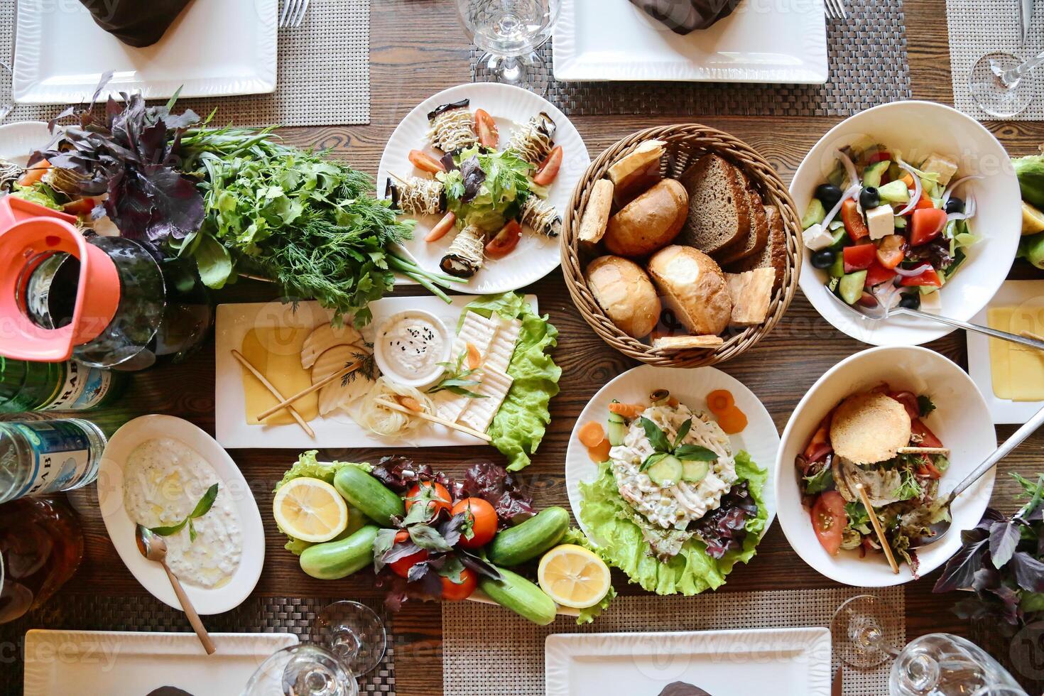 Abundant Feast Table Laden With Culinary Delights photo