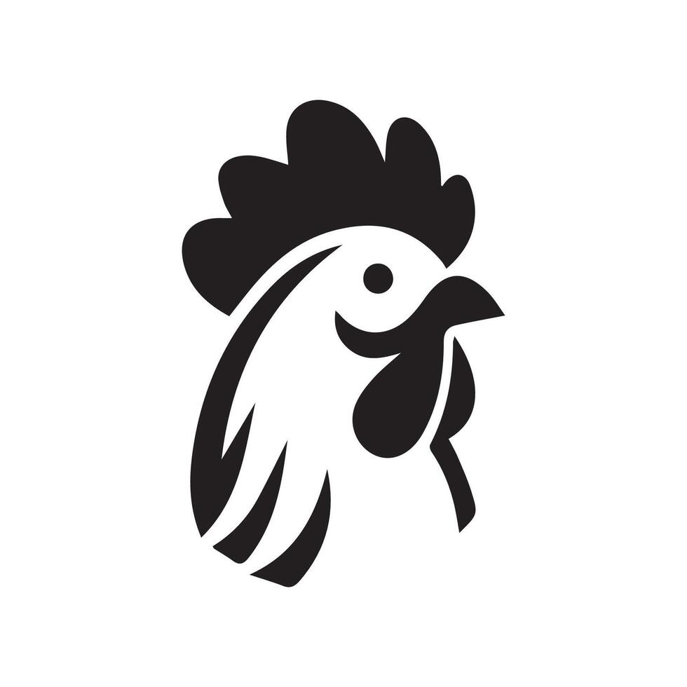 sencillo negro pollo cabeza logo, pollo icono vector