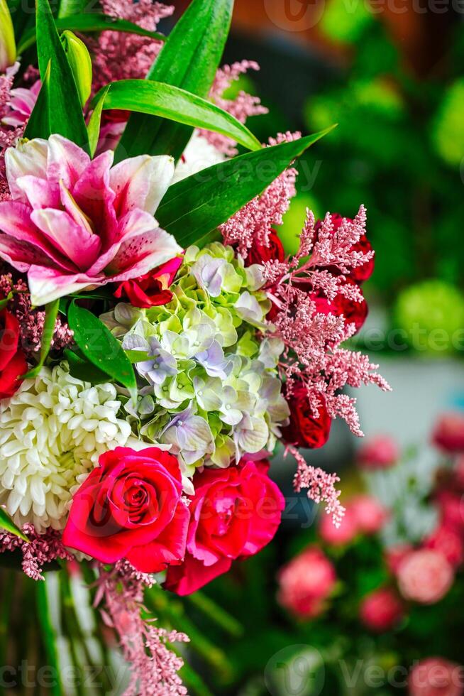 Colorful Flowers in a Vase photo