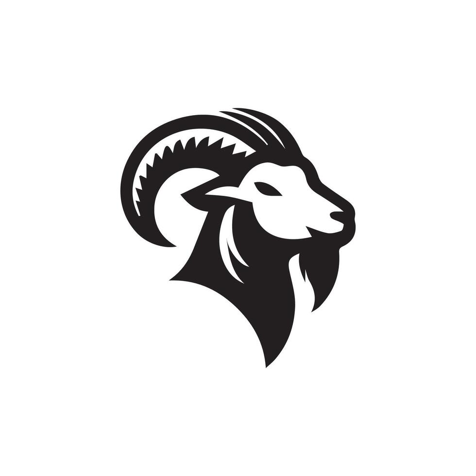 Goat head black and white logo design template vector