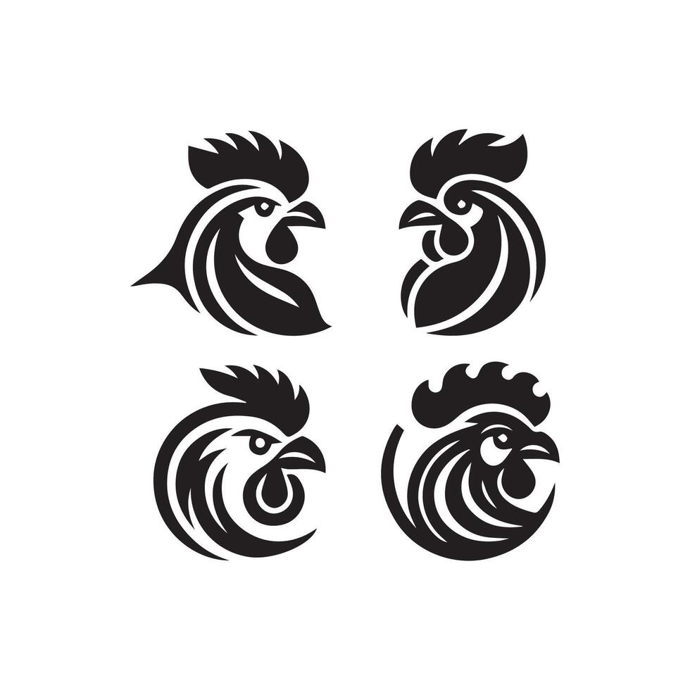 Chicken head logo design template, Chicken rooster symbol vector