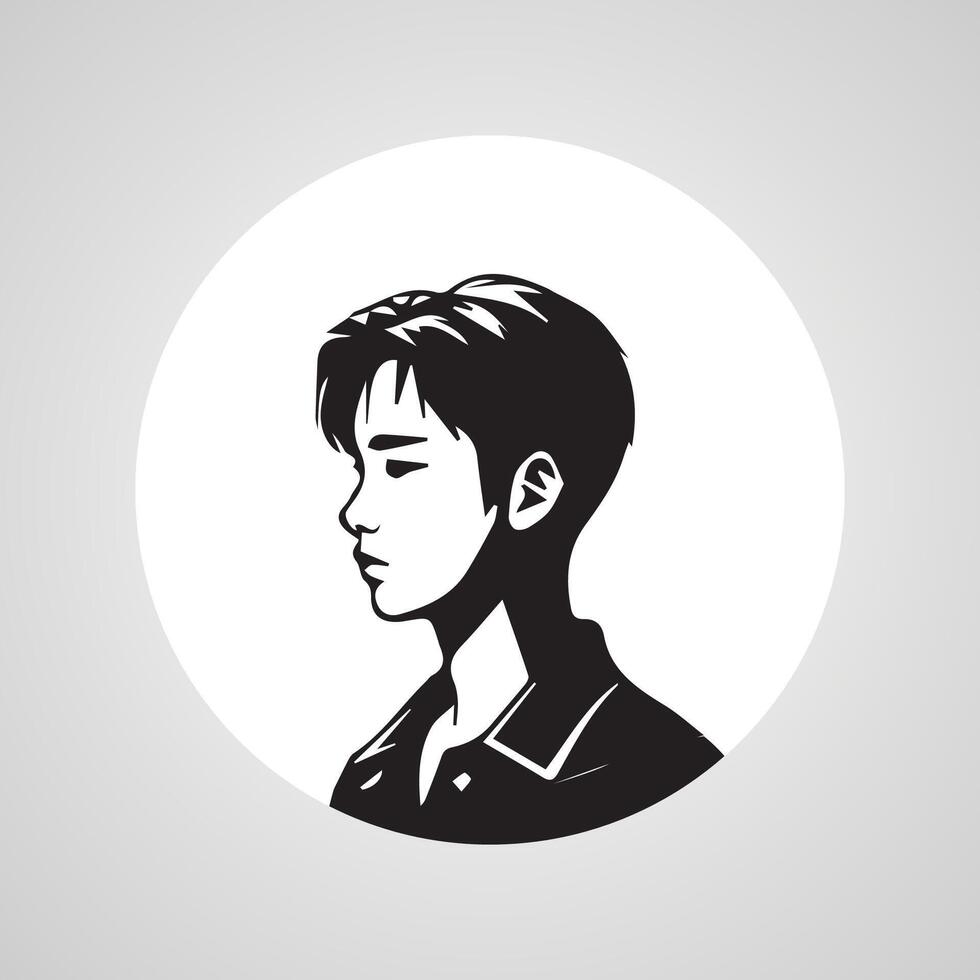 Young men profile silhouettes. Vector heads, man dark sketch portraits, human teenager person face profiles