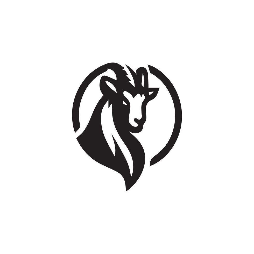 Goat head black and white logo design template vector
