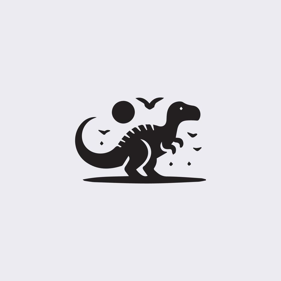 black dinosaur silhouettes, dinosaur logo icon vector