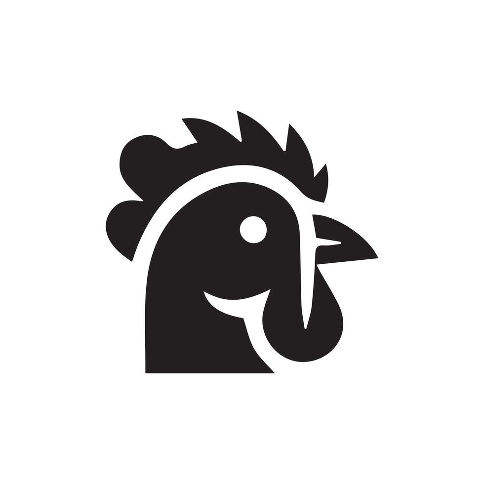 sencillo negro pollo cabeza logo, pollo icono vector