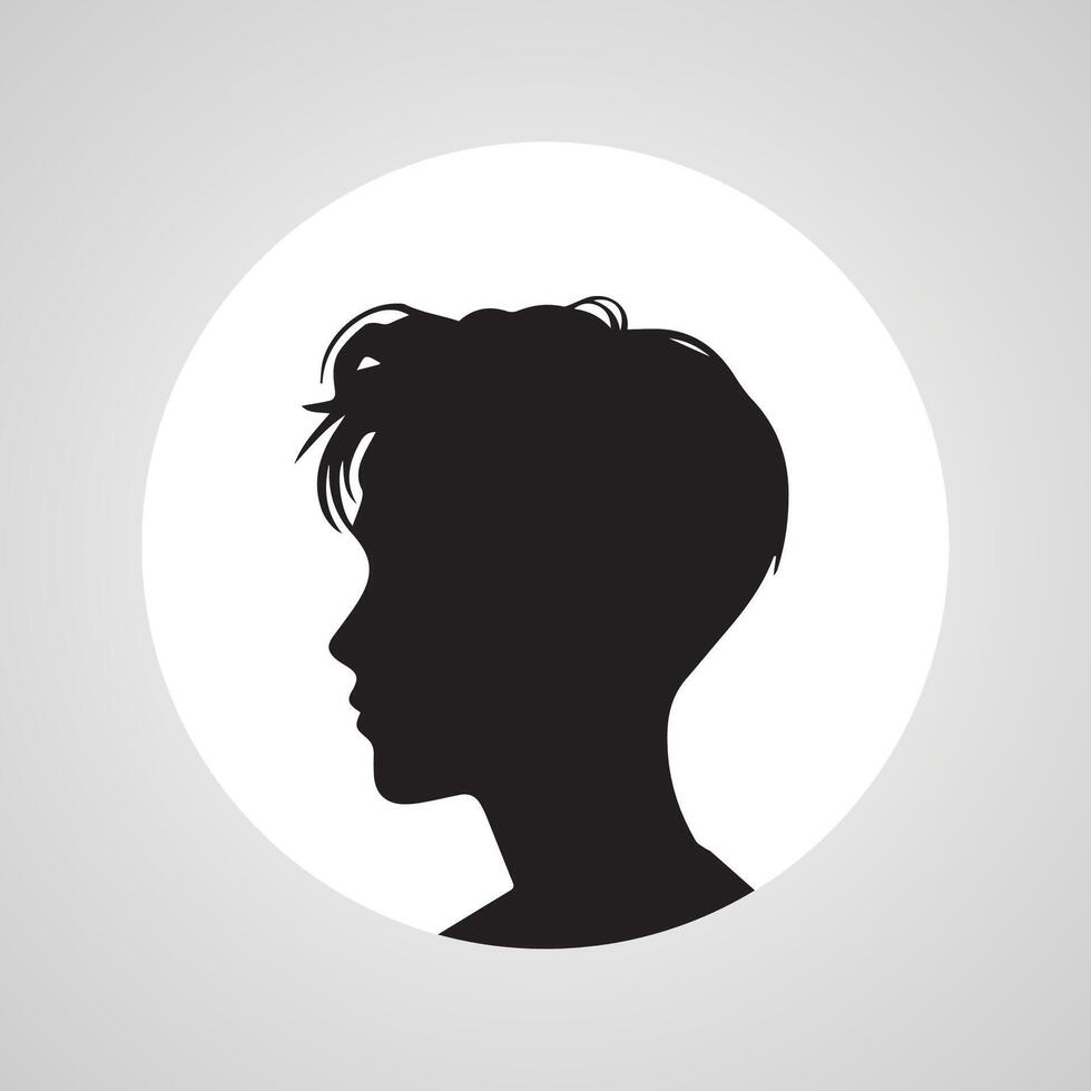 Young men profile silhouettes. Vector heads, man dark sketch portraits, human teenager person face profiles