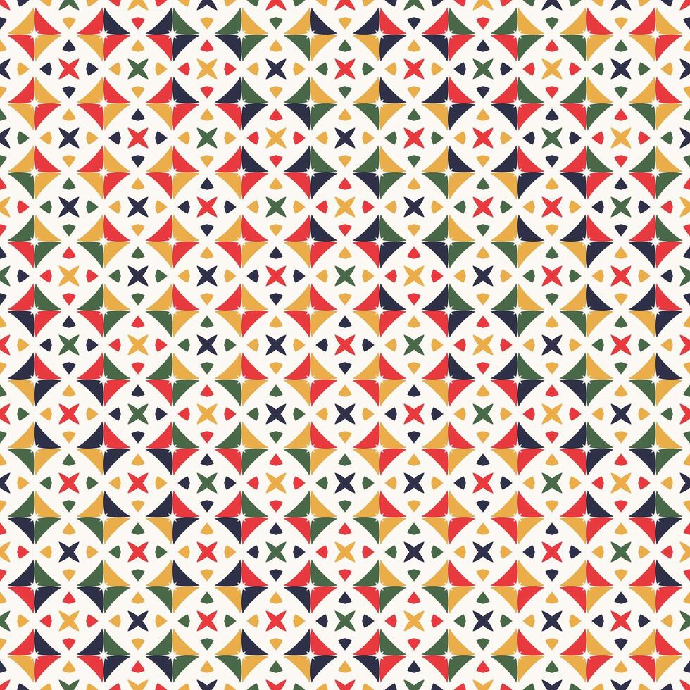 Colorful geometric mosaic seamless pattern with simple abstract shapes. Modern scandinavian style background print. Trendy bright texture, geometry collage for textile, backdrop, tiles, packaging vector